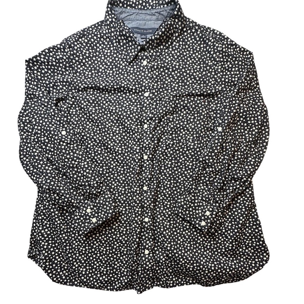 Tommy Hilfiger Black Button-Down Shirt with White floral Print